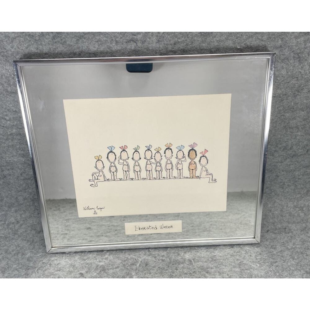 1975 Framed Lithograph Print by William Eagan "Liberated Women" 12.25 x 14.25"